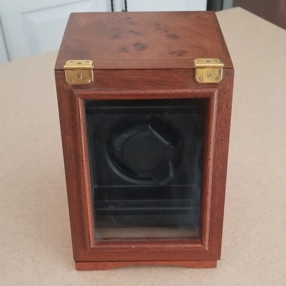 RARE ITALIAN DESIGNER AGRESTI BURLWOOD SINGLE WATCH WINDER ROTATER